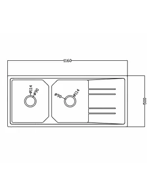 11650 style a 1160x500 quartz composite draining board kitchen sink
