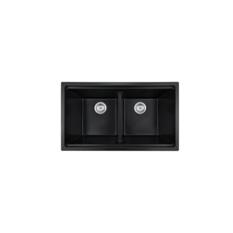 8148T undermount quartz composite double bowl kitchen sink, 813 x 482 mm, 50/50 double bowl, black quartz composite