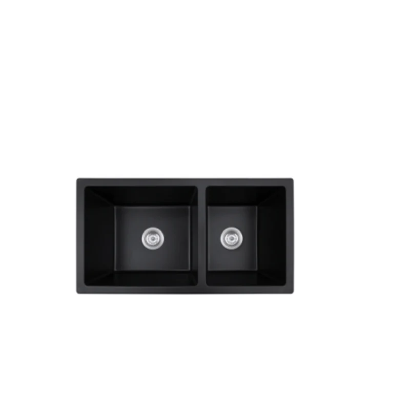 8646T undermount quartz composite double bowl kitchen sink, 860 x 460 mm, 60/40 double bowl (large + small), black quartz composite