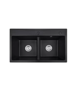 8649-860x490-quartz-composite-topmount-double-bowl-sink.webp 8649 topmount quartz composite double bowl kitchen sink, 860 x 490 mm, 50/50 double bowl with rear ledge