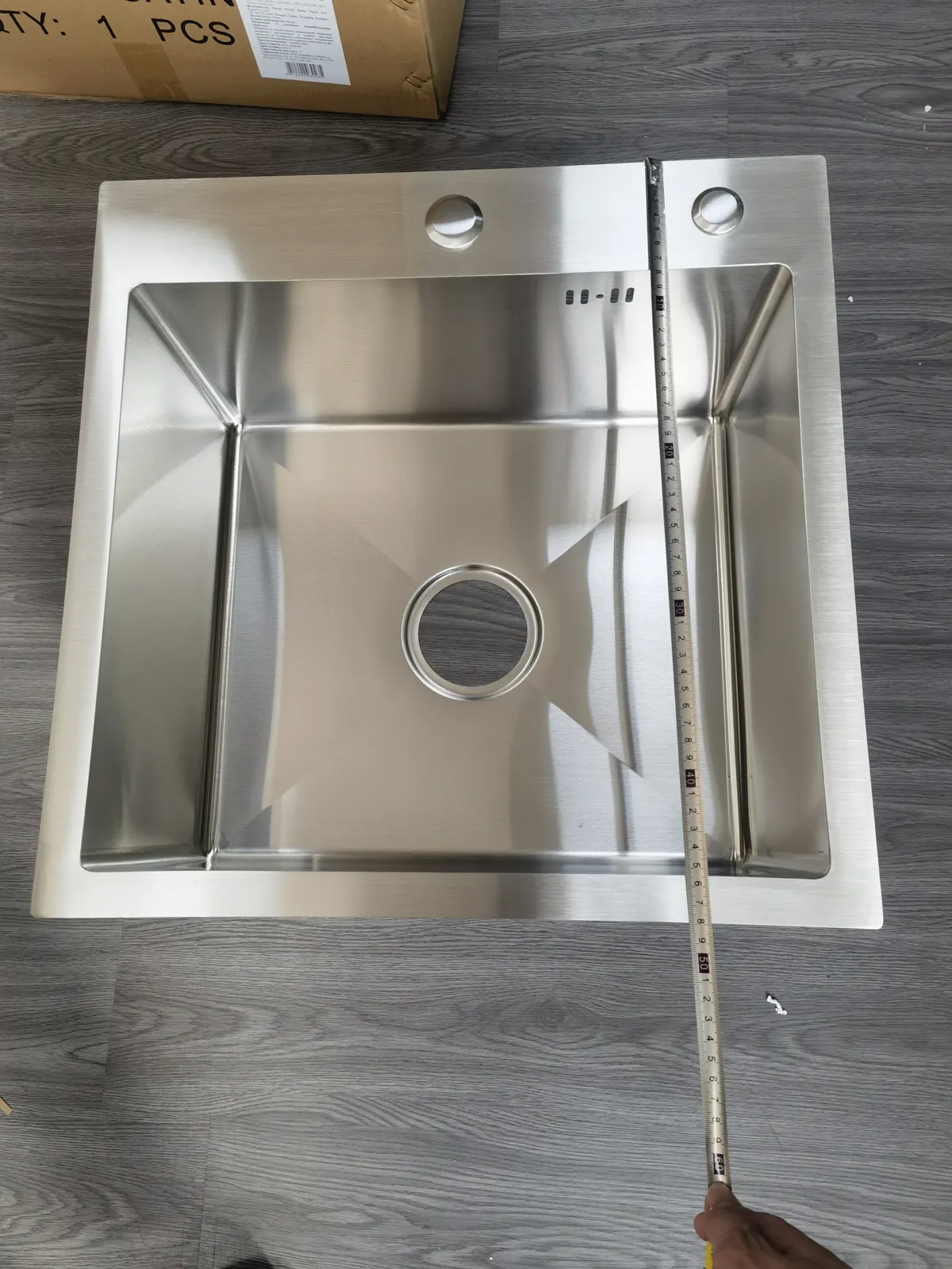 Handmade kitchen sink sample measured before model approval