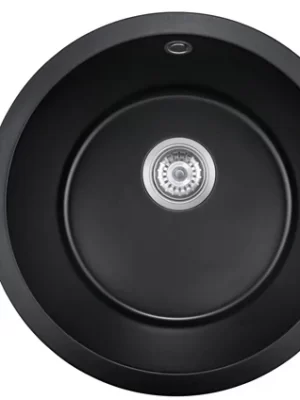 Y460 round quartz kitchen basin, 460 mm diameter, matte black