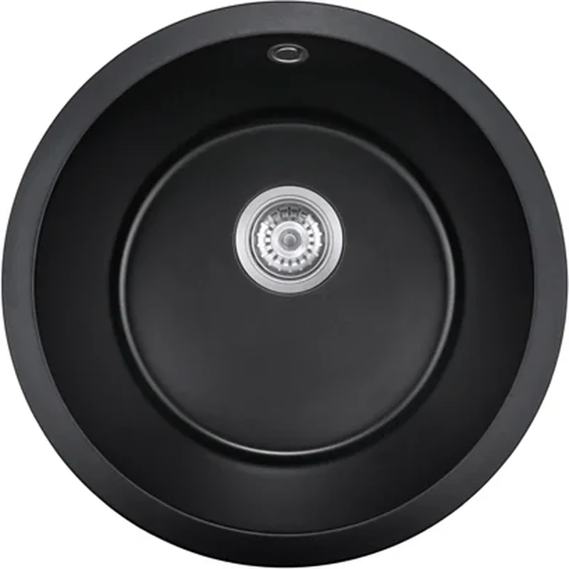 460 black quartz composite round kitchen sink, 460 mm diameter
