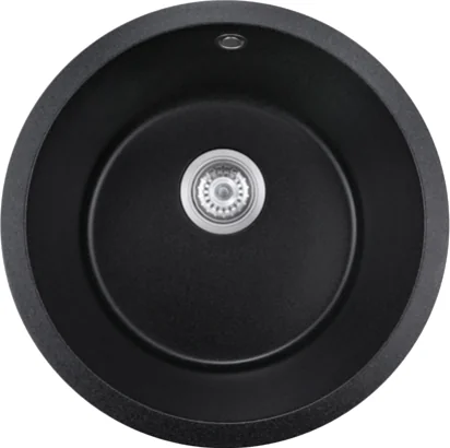 Y460 black grey quartz composite round kitchen sink, 460 mm diameter
