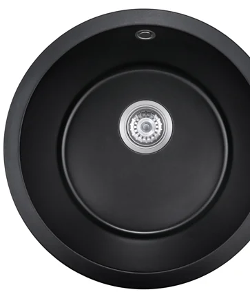 Y460 black quartz composite round kitchen sink, 460 mm diameter