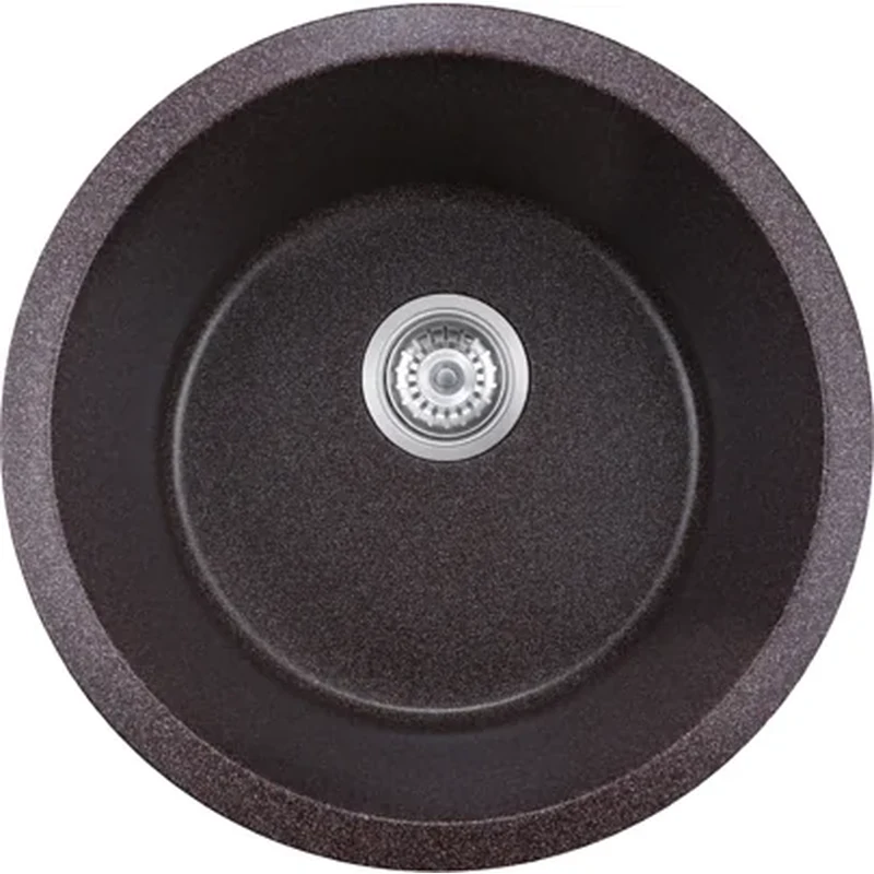 460 brown quartz composite round kitchen sink, 460 mm diameter