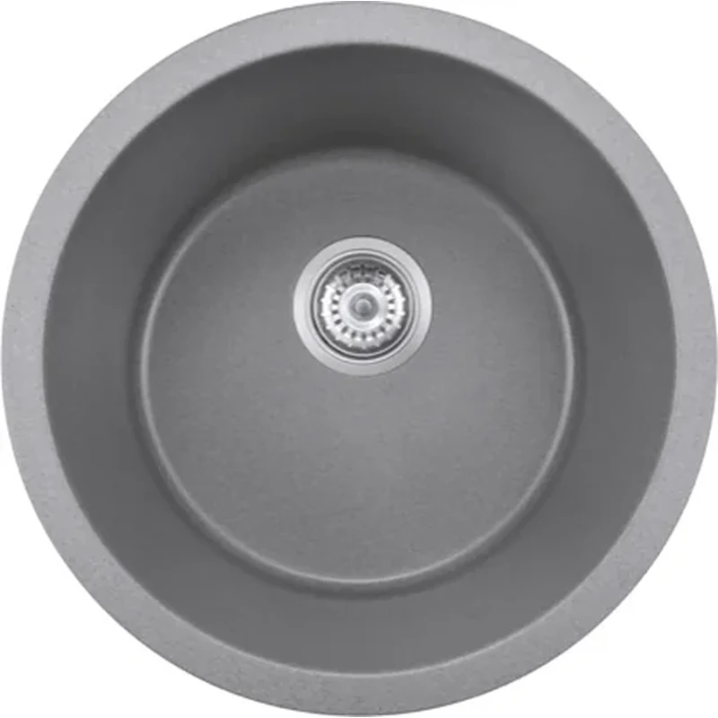 460 cement grey quartz composite round kitchen sink, 460 mm diameter