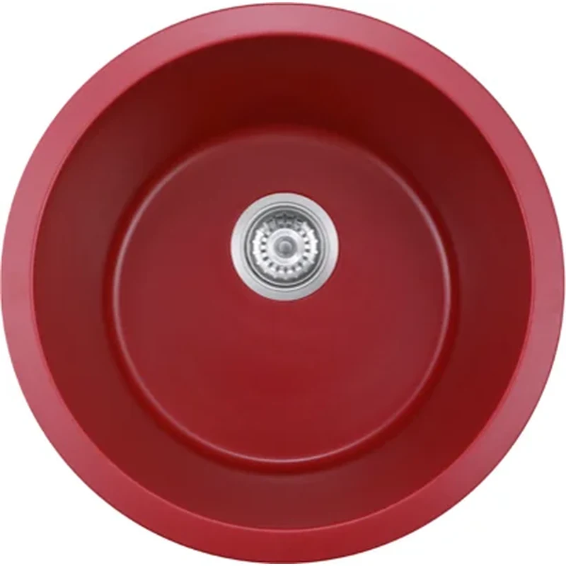 460 china red quartz composite round kitchen sink, 460 mm diameter