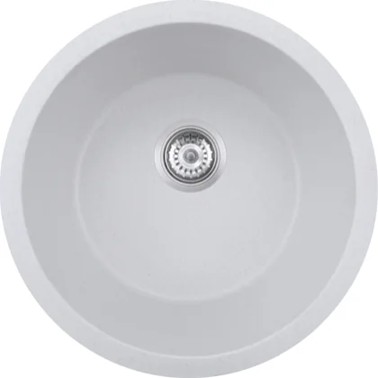 Y460 ivory white quartz composite round kitchen sink, 460 mm diameter