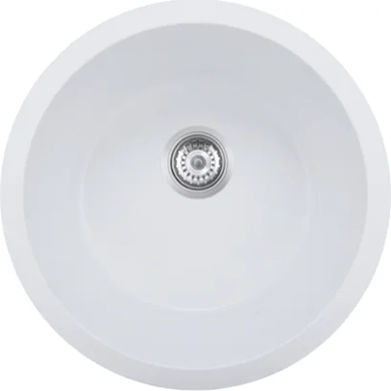 460 white quartz composite round kitchen sink, 460 mm diameter