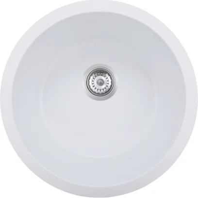 Y460 white quartz composite round kitchen sink, 460 mm diameter